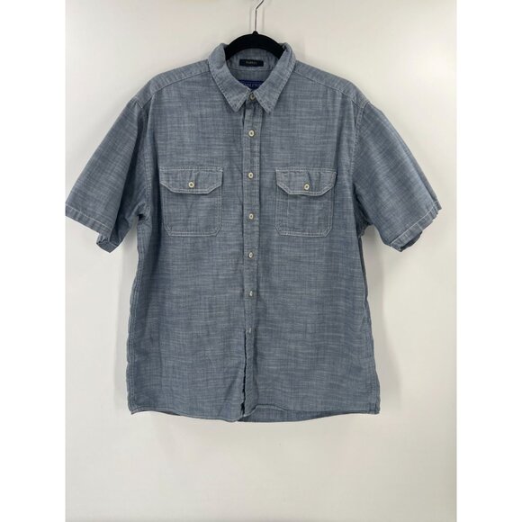 Pendleton Warren Mens Size Large Blue Chambray Short Sleeve Button-Down Shirt - Picture 1 of 12